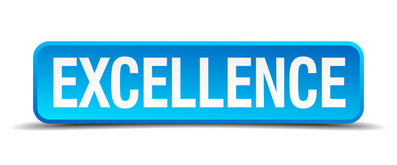 excellence blue 3d realistic square isolated button