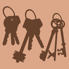 Vector Set of Silhouette Keys Bunches