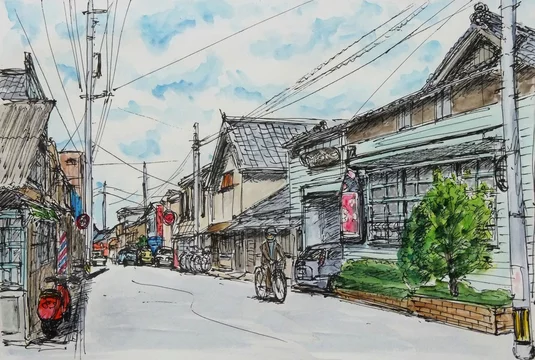 昭和の町並み Stock Illustration Adobe Stock