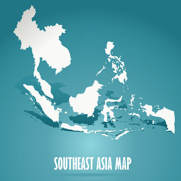abstract white Southeast Asia map on green background