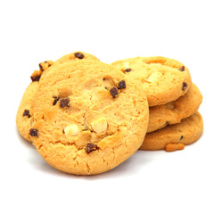 Strawberry chips cookies isolated on white background