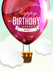 Happy birthday balloons greeting card red illustration
