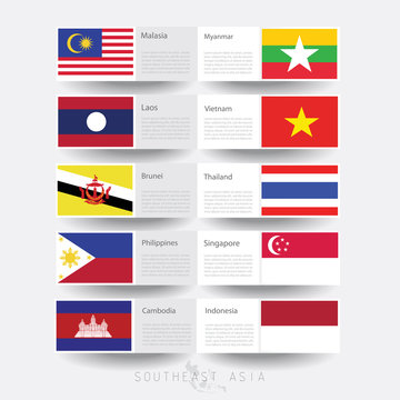 abstract national flags of Southeast Asia, AEC, ASEAN