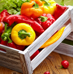 vegetables in a wooden box