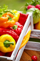 vegetables in a wooden box