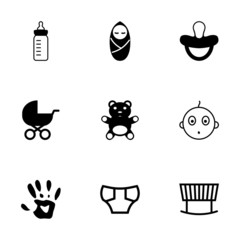 Vector black baby icons set