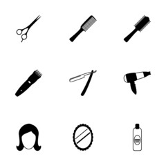 Vector black barber icons set