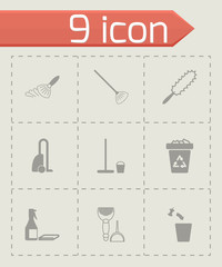 Vector black cleaning icons set