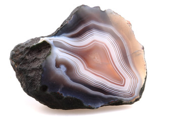 grey white and brown agate isolated