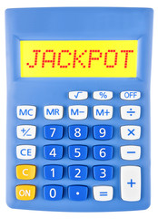 Calculator with JACKPOT on display on white background