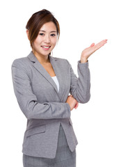 Businesswoman hand showing blank sign