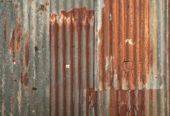 Obraz premium Rusty corrugated metal wall texture background