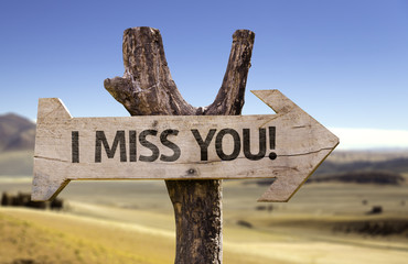 I Miss You! wooden sign with a desert background - obrazy, fototapety, plakaty