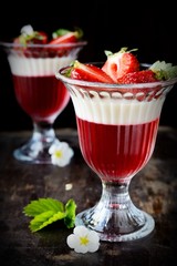 Fruit jelly in glasses