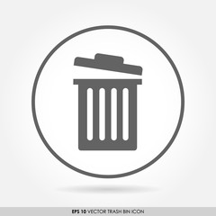 Trash can or garbage bin in circle - can be used as delete icon