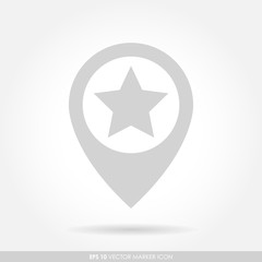 Gray star marker sign as favorite icon