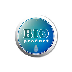 Bio product button with water drops