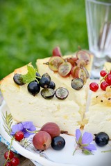 Slice of cheesecake with berries