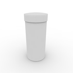Empty white cylindrical box