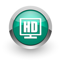 hd display green glossy web icon