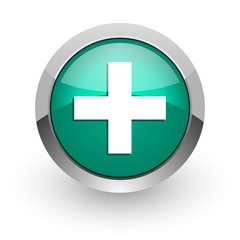 plus green glossy web icon