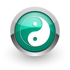 ying yang green glossy web icon