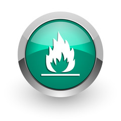 flame green glossy web icon