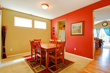 Bright contrast dining room interior