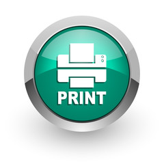 printer green glossy web icon