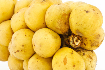 Longkong fruit, Lansium parasiticum on white background