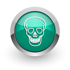 skull green glossy web icon