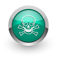 skull green glossy web icon
