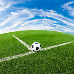 Plakat soccer ball on green grass field