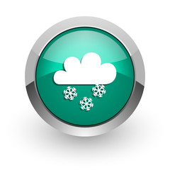 snowing green glossy web icon