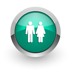 couple green glossy web icon