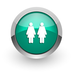 couple green glossy web icon