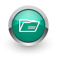 folder green glossy web icon