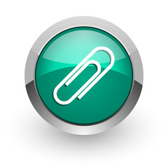 paperclip green glossy web icon