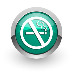 no smoking green glossy web icon