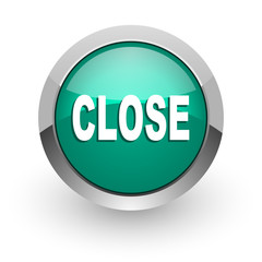 close green glossy web icon