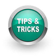 tips tricks green glossy web icon