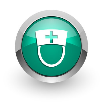 nurse green glossy web icon
