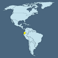 Fototapeta premium Map of worlds. Ecuador.