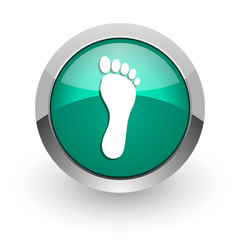 foot green glossy web icon