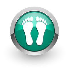 foot green glossy web icon