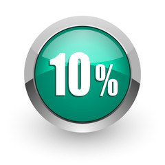 10 percent green glossy web icon