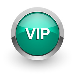 vip green glossy web icon