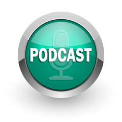 podcast green glossy web icon