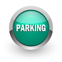 parking green glossy web icon