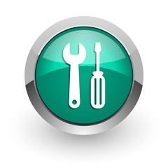 tools green glossy web icon